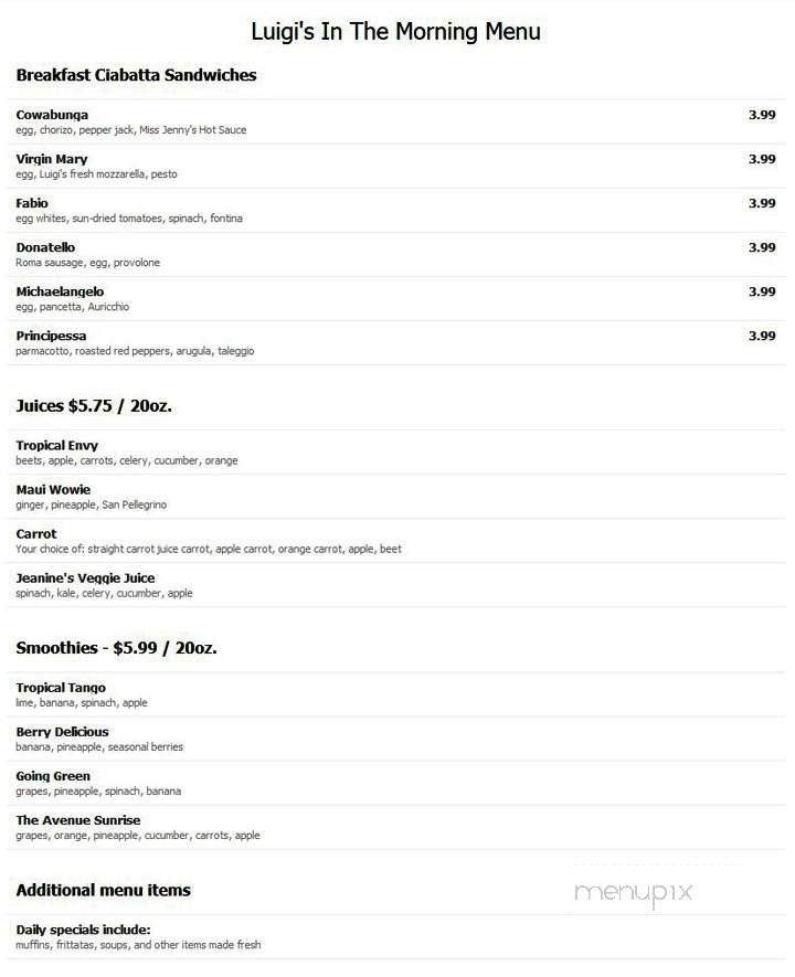 Luigi's Italian Deli - Baltimore, MD menu_pic