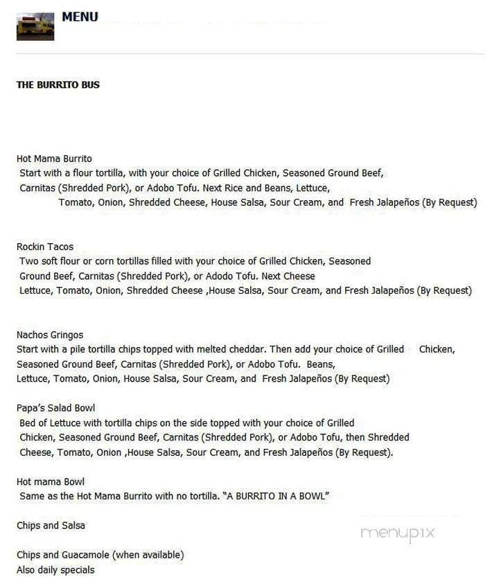 The Burrito Bus - Columbus, OH menu_pic