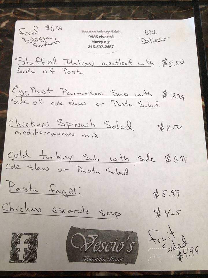Vescio's Bakery & Deli - Marcy, NY menu_pic