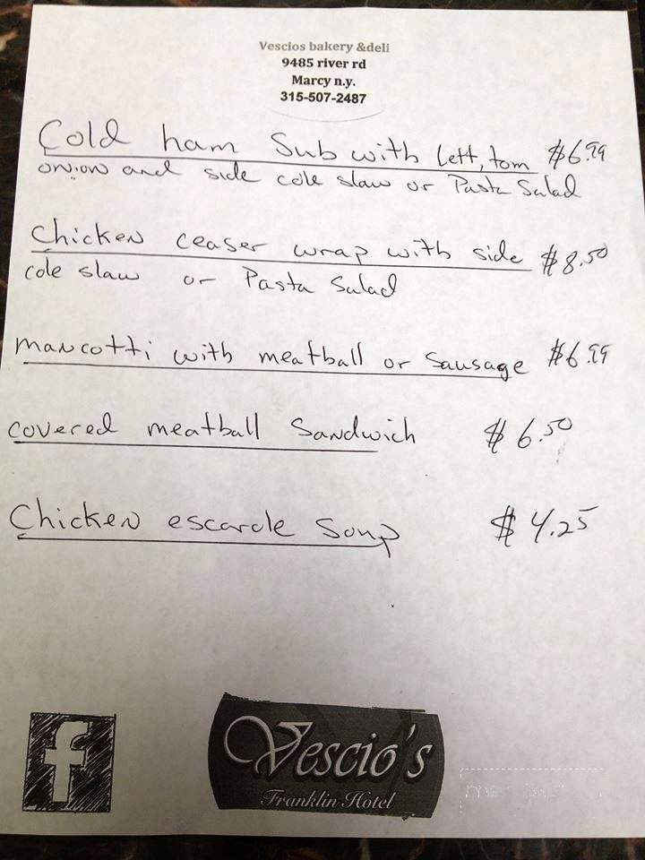 Vescio's Bakery & Deli - Marcy, NY menu_pic