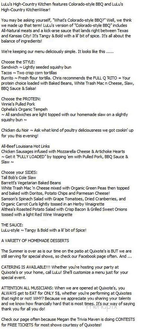 LuLu's High-Country Kitchen - Denver, CO menu_pic