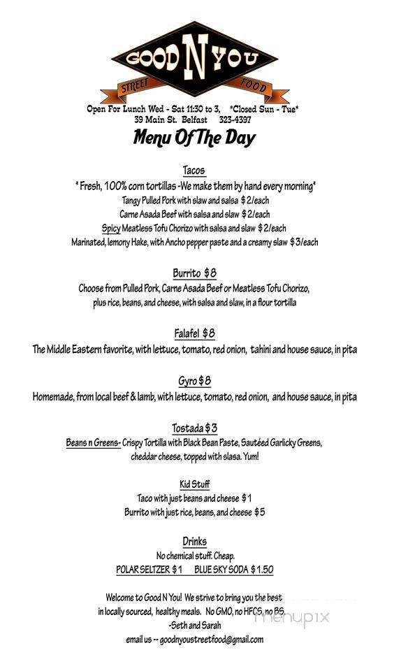 Good N You StreetFood - Belfast, ME menu_pic