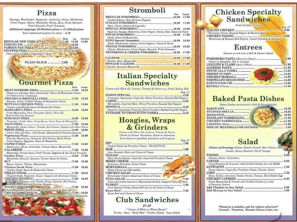 Enzos Pizza - Royersford, PA menu_pic