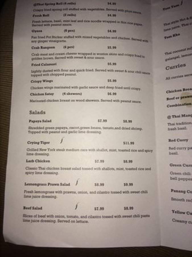 @THAI - Tacoma, WA menu_pic