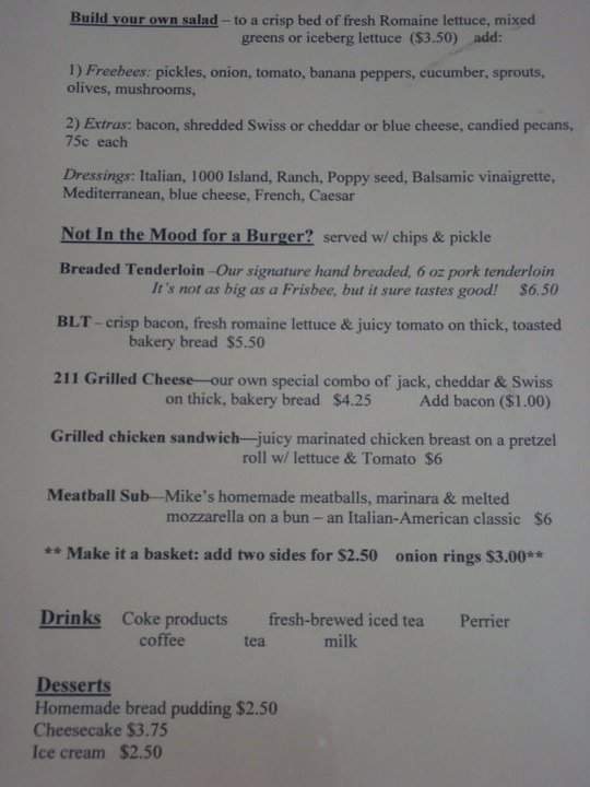 211 Club - Celina, OH menu_pic