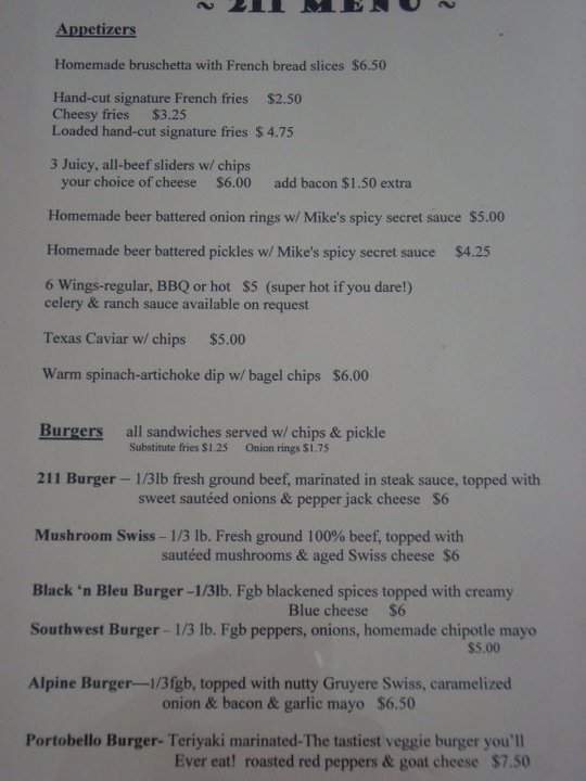 211 Club - Celina, OH menu_pic