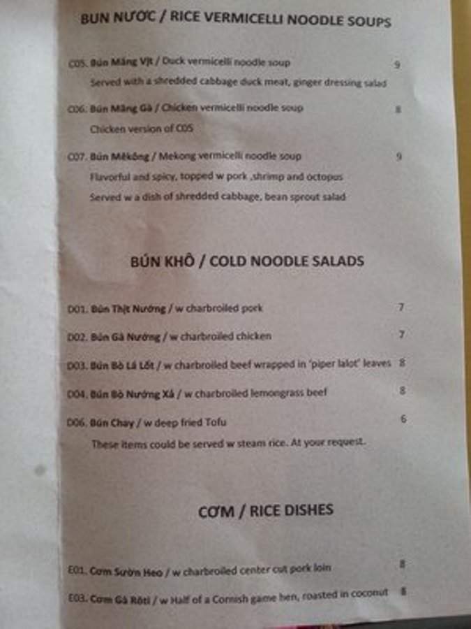 A Bit of Saigon - Jacksonville, FL menu_pic