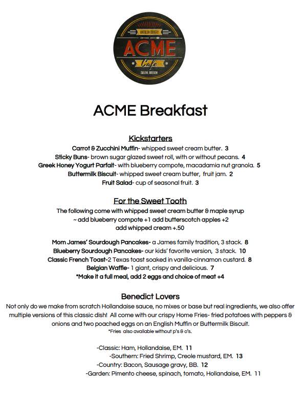 ACME Cafe - Salem, OR menu_pic
