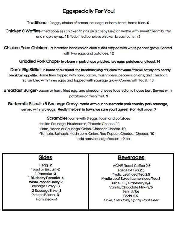 ACME Cafe - Salem, OR menu_pic