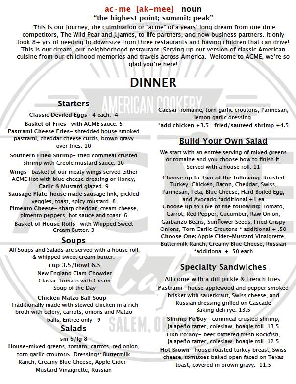 ACME Cafe - Salem, OR menu_pic