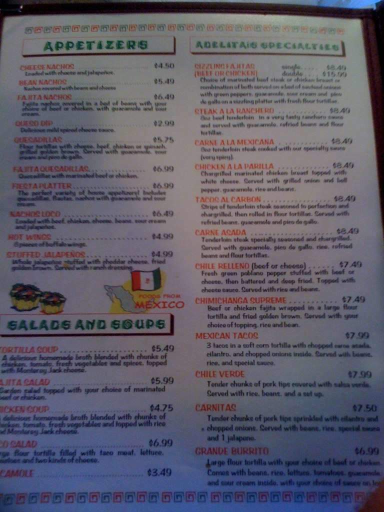 Adelita's Restaurant - McAlester, OK menu_pic