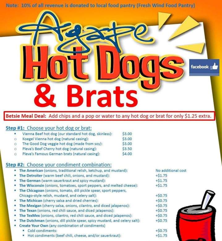 Agape Hot Dogs and Brats - Frankfort, MI menu_pic