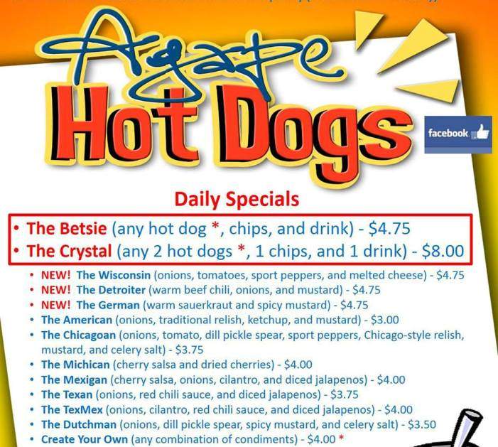 Agape Hot Dogs and Brats - Frankfort, MI menu_pic