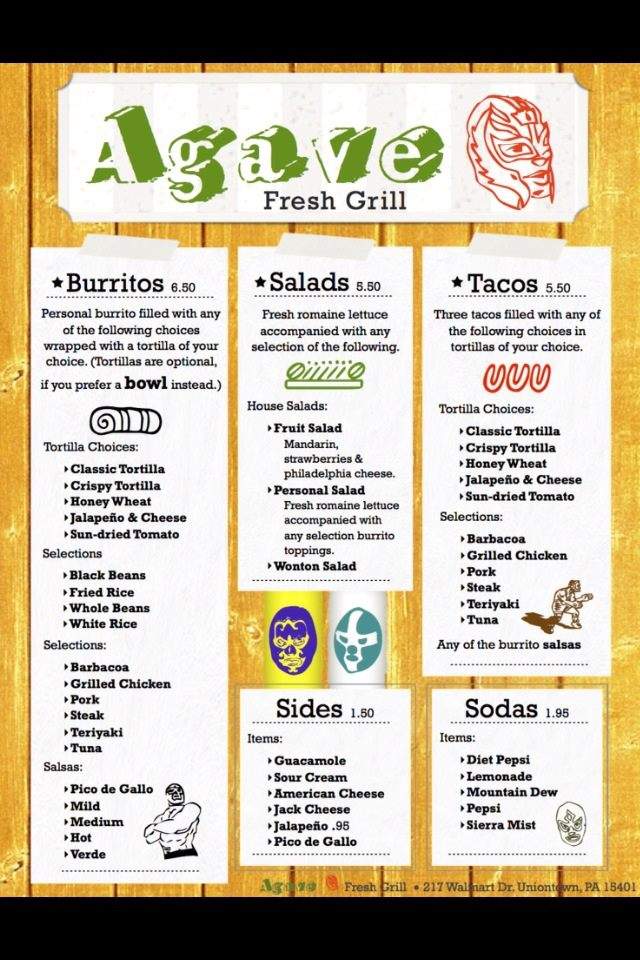 Agave Burrito Express - Uniontown, PA menu_pic
