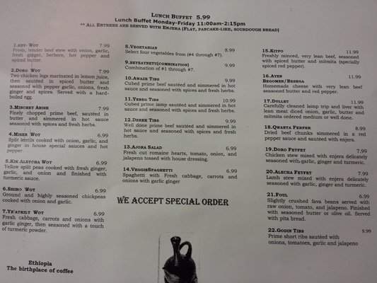 Ajora Ethiopian - La Vergne, TN menu_pic