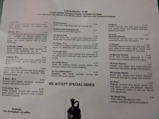 Ajora Ethiopian - La Vergne, TN menu_pic
