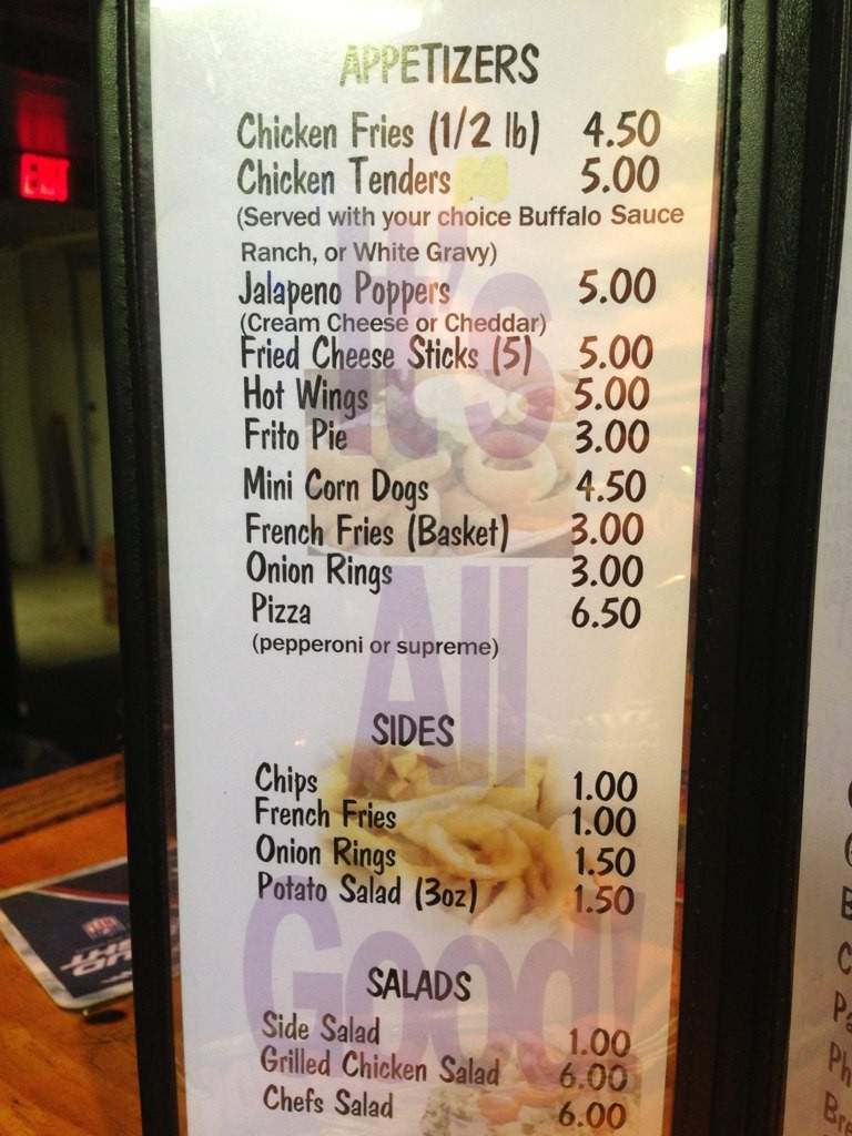 Alamo Bar & Grill - Houston, TX menu_pic