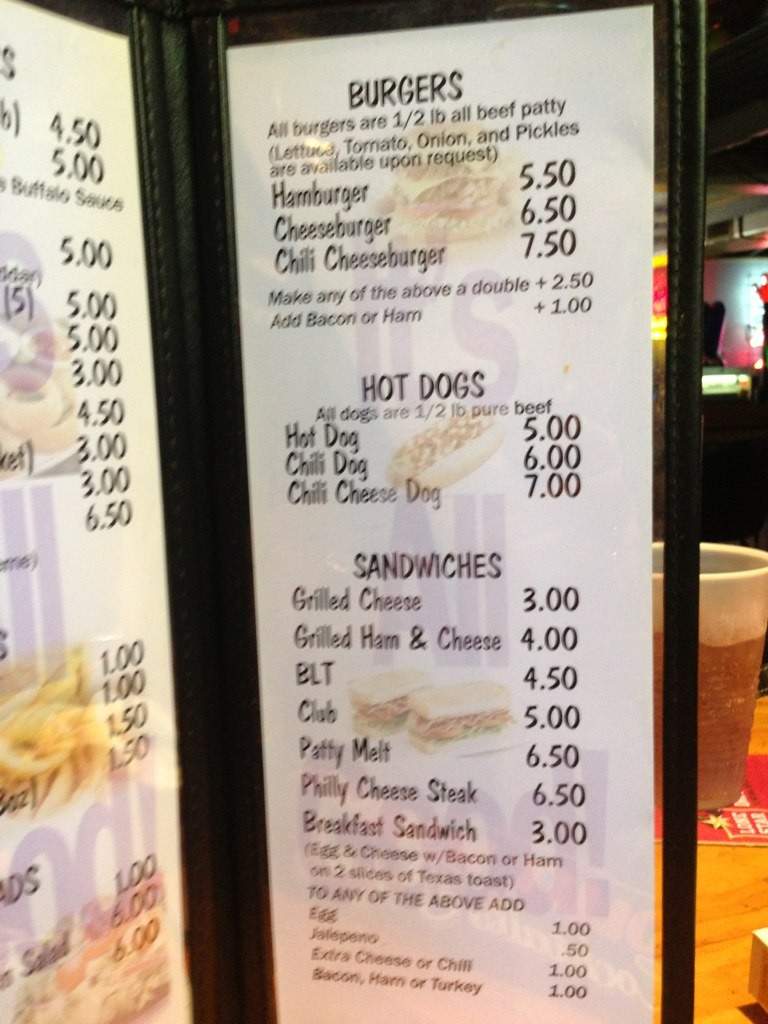 Alamo Bar & Grill - Houston, TX menu_pic