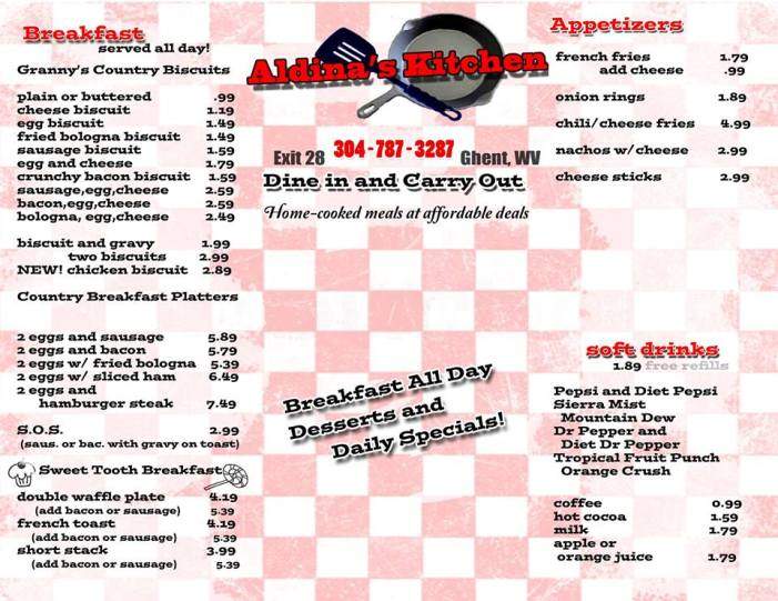 Aldina's Kitchen - Ghent, WV menu_pic
