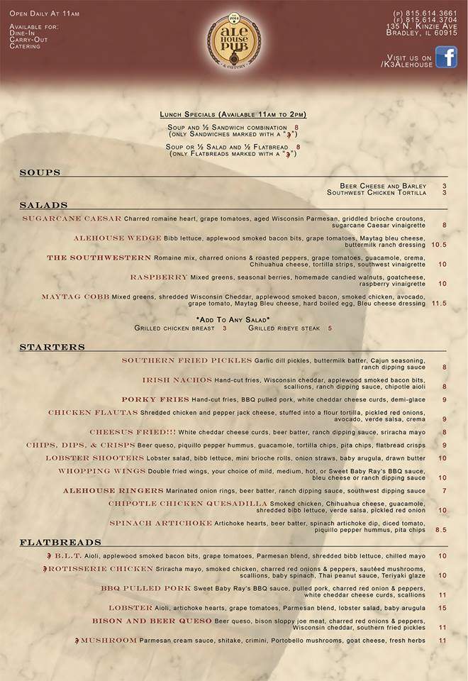 Ale Pub House and Eatery - Bradley, IL menu_pic