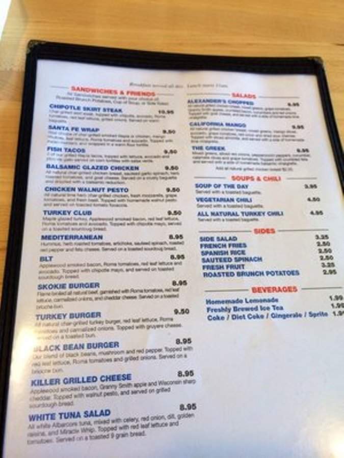 Alexander's Breakfast & Brunch - Skokie, IL menu_pic