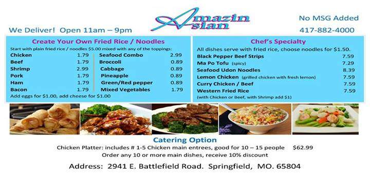 Amazin Asian - Springfield, MO menu_pic