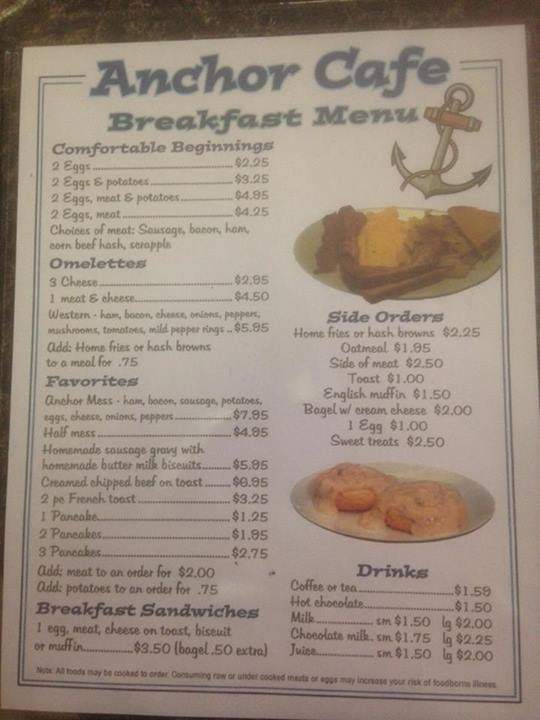 Anchor Cafe - Bellwood, PA menu_pic