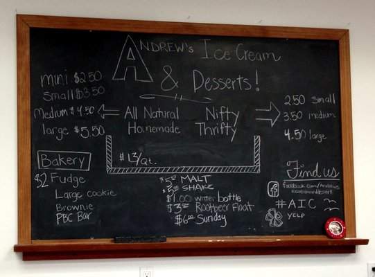 Andrew's Ice Cream & Dessert - Orange, CA menu_pic