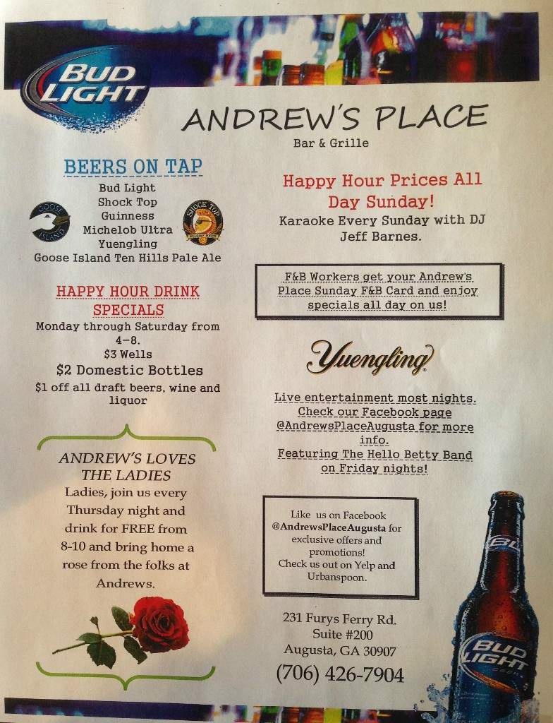 Andrew's Place - Augusta, GA menu_pic