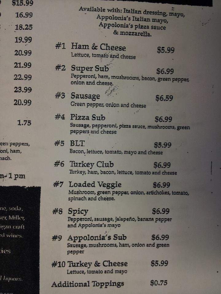 Appolonias Pizza - Grand Haven, MI menu_pic