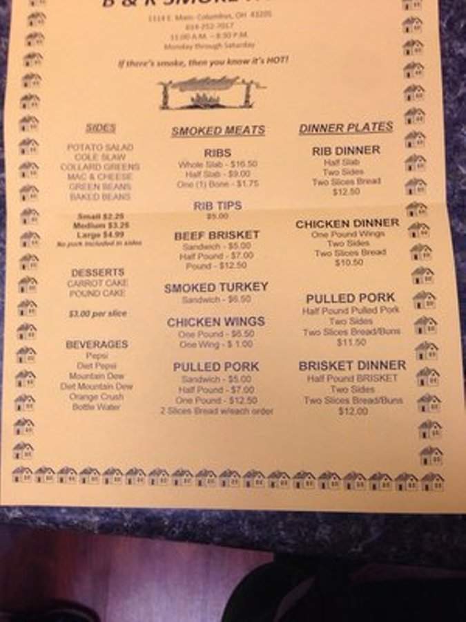 B & K Smoke House - Columbus, OH menu_pic