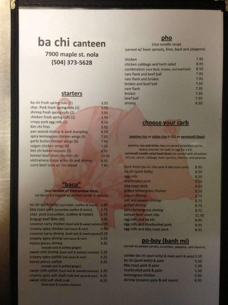 Ba Chi Canteen - New Orleans, LA menu_pic