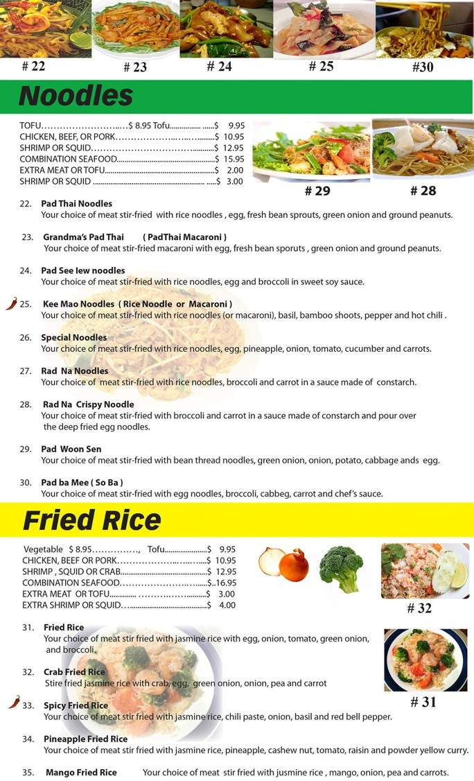 Baan Khun Ya Thai Restaurant - Pasco, WA menu_pic