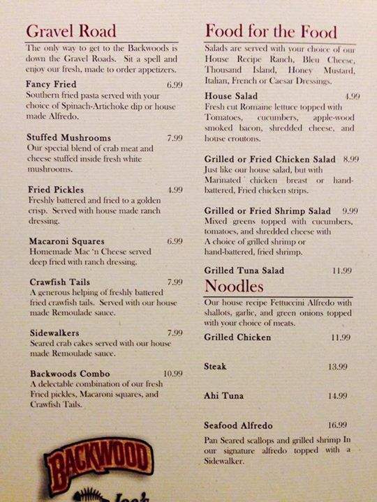 Backwood Joe's - Petal, MS menu_pic