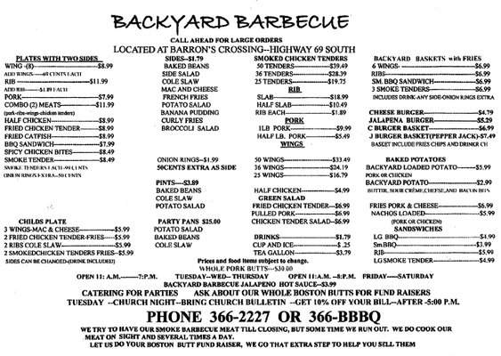 Backyard BBQ - Tuscaloosa, AL menu_pic
