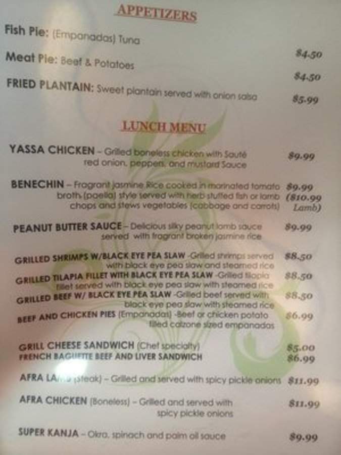 Bantaba African Restaurant - Lynnwood, WA menu_pic