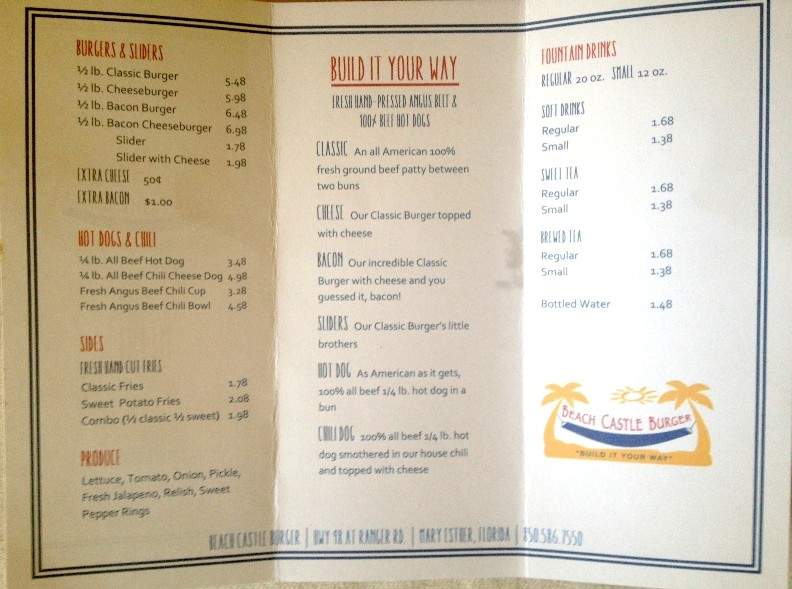 Beach Castle Burgers N, Beer - Mary Esther, FL menu_pic
