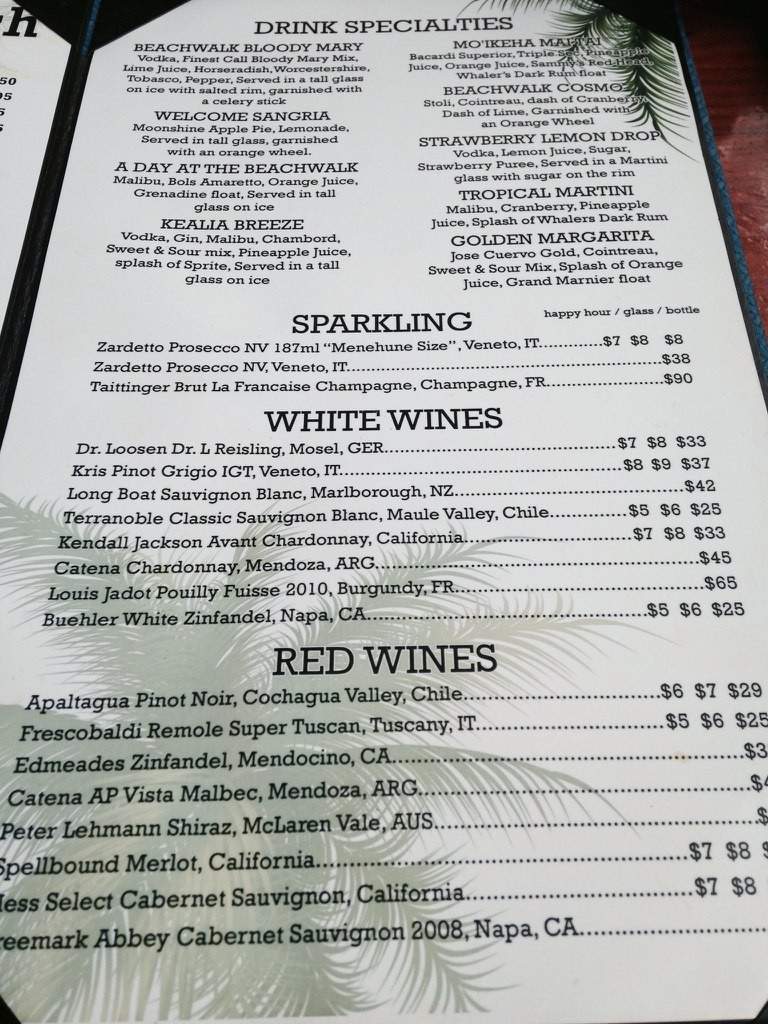 Beachwalk Restaurant & Grill - Kapaa, HI menu_pic