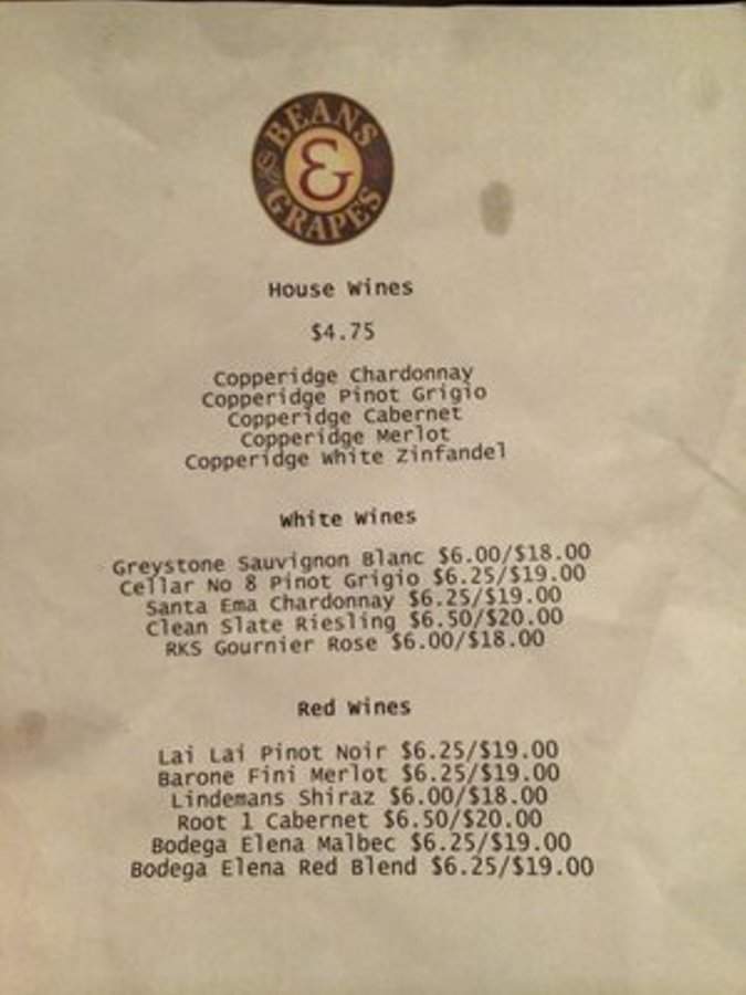 Beans and Grapes - Baltimore, MD menu_pic
