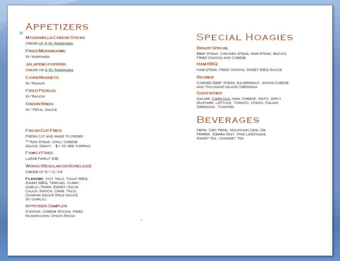 Bebba's Steak & Hoagies - Warrenville, SC menu_pic