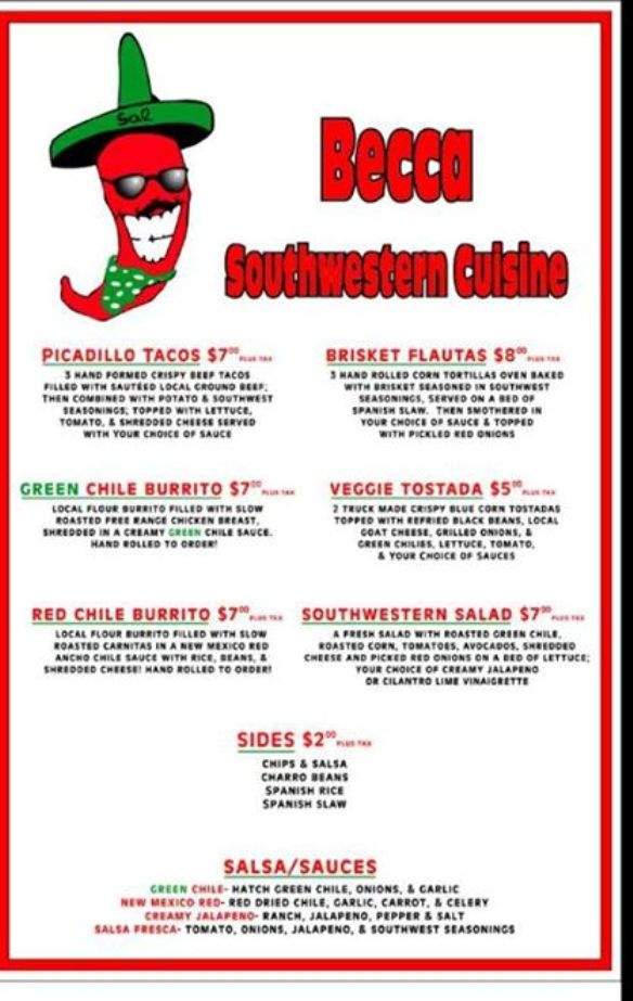 Becca-Southwest Cuisine - San Antonio, TX menu_pic