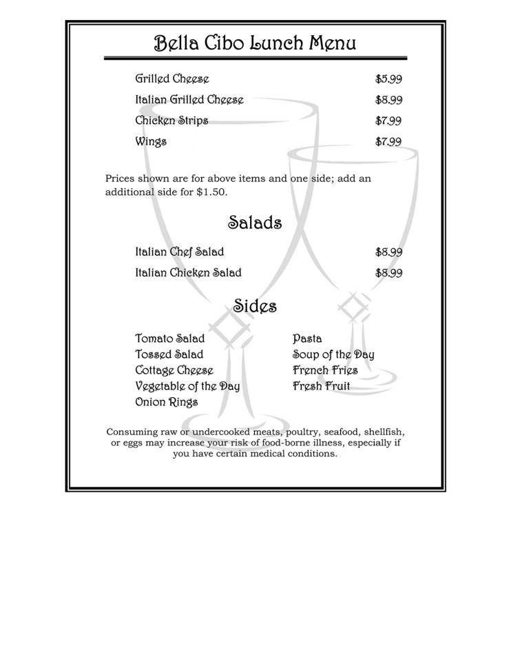 Bella Cibo - Racine, WI menu_pic