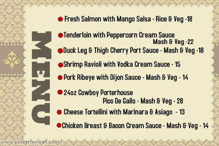 Bella Food and Spirit - Mount Carroll, IL menu_pic