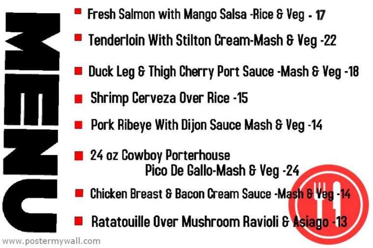 Bella Food and Spirit - Mount Carroll, IL menu_pic