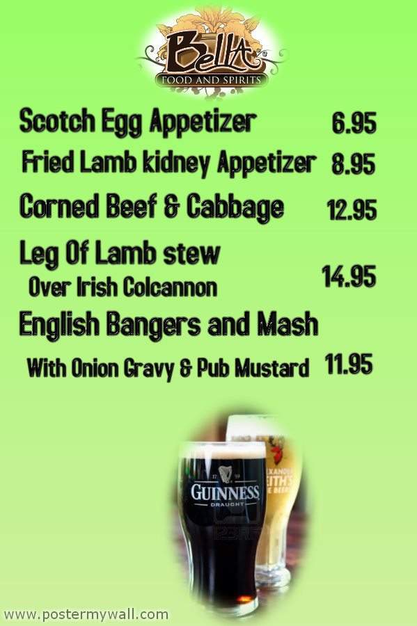 Bella Food and Spirit - Mount Carroll, IL menu_pic