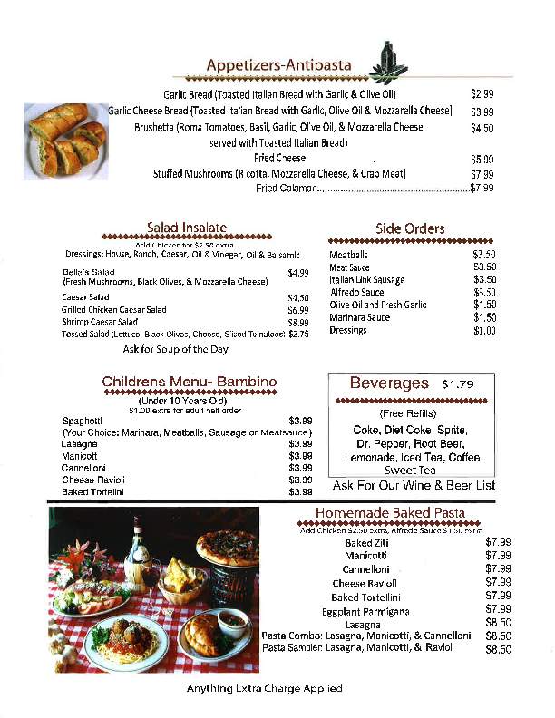 Bella Italian - Junction City, KS menu_pic