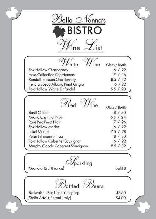 Bella Nonna's Bistro - Sarasota, FL menu_pic