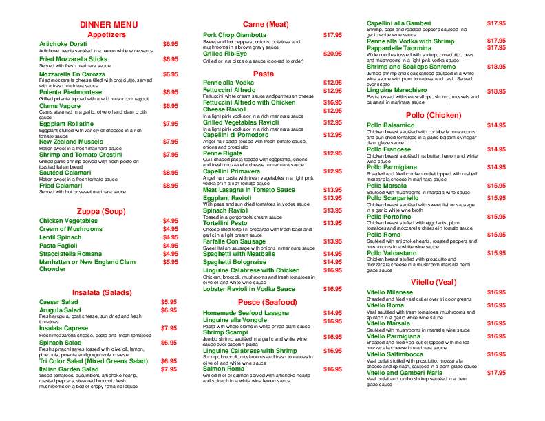 Bella Roma Ristorante - Lyndhurst, NJ menu_pic