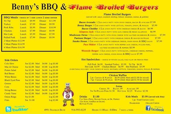 Benny's BBQ - Sacramento, CA menu_pic