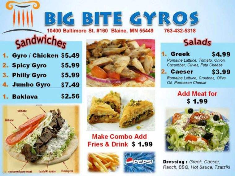 Big Bite Gyros - Blaine, MN menu_pic